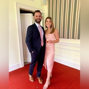 Pink Cowl-neck Slip Dress